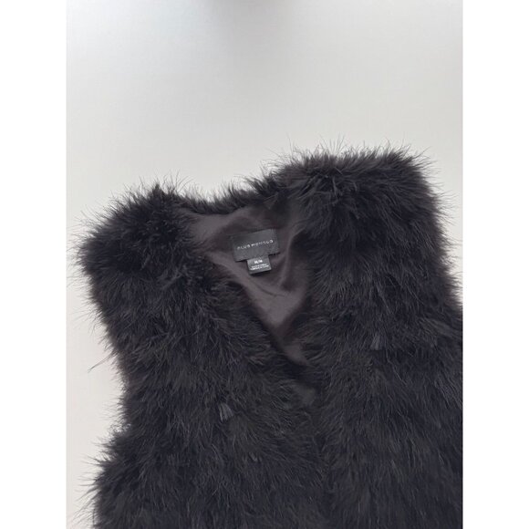 CLUB MONACO Violet Soot Black Genuine Feather Fur Vest, Size M - Picture 9 of 15